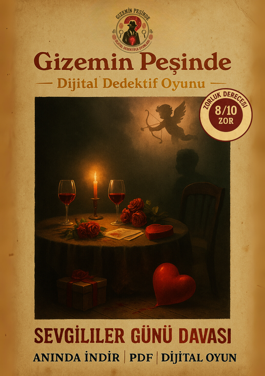 Sevgililer Günü Dijital Dedektif Oyunu, Sevgililer Günü Hediyesi, Zor Seviye Dedektiflik Oyunu, Sevgili için hediye
