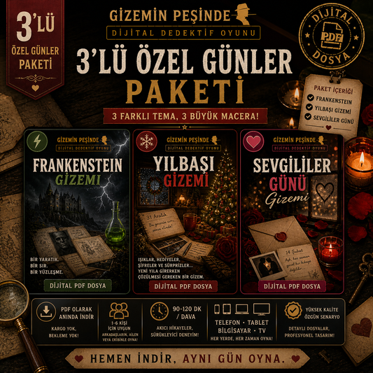 Özel Günler Paketi - 3 Farklı Dedektif Oyunu, Frankenstein, Yılbaşı ve Sevgililer Günü Oyunları